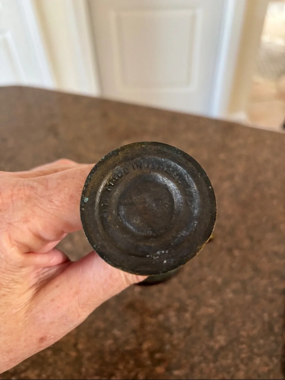 Made in Israel Patina? Green Gold Decorative Pitcher Hebrew Vase